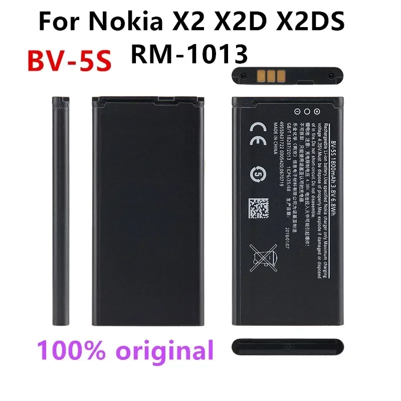 

Оригинальный телефон, 1800 мАч, Сменный аккумулятор для Nokia X2 X2D X2DS BV-5S BV5S BV, RM-1013, литий-полимерные аккумуляторы