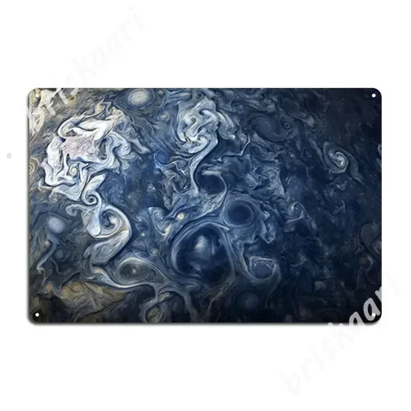 Swirling Blue Clouds Of Planet Jupiter From Juno Cam Metal Signs Wall Cave Wall Designing Plaques Tin sign Posters