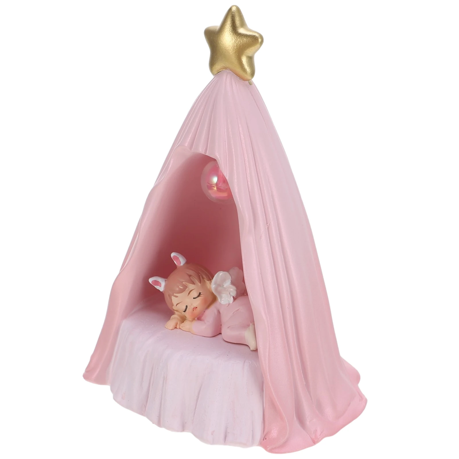 

1pc Angel Cake Ornament Resin Dessert Decor Night Light Bedroom Decoration Party Supply Baking Adornment Creative Table Home Car