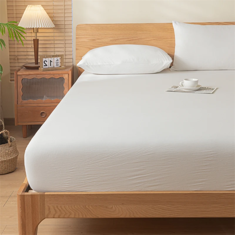 القطن الخالص المجهزة ملاءات السرير غطاء قطعة واحدة القطن ملاءات السرير غطاء غبار شامل حامي المرتبة غطاء 2025 نموذج جديد عالمي لجميع الفصول #3