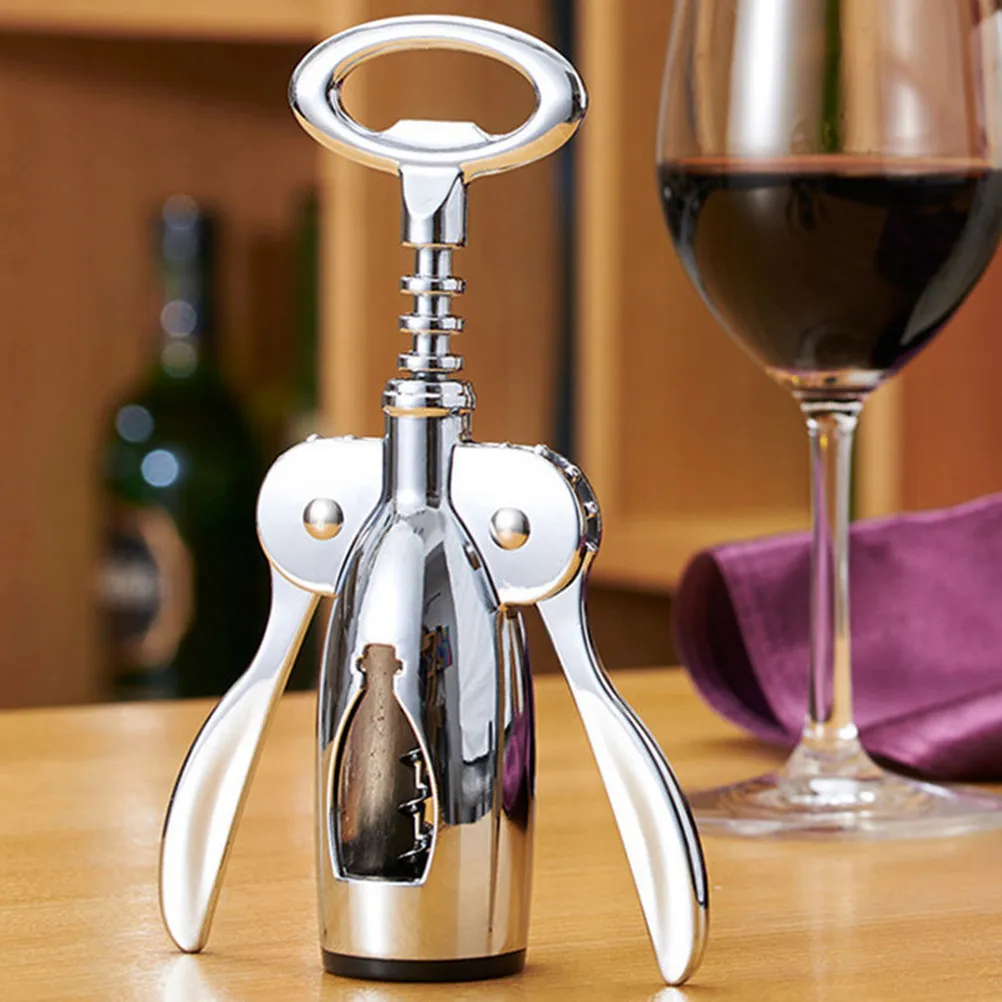 

Ergonomic Stainless Steel Wine Bottle Opener with Foil Cutter and Sommelier Style Lever for Red White Bottles