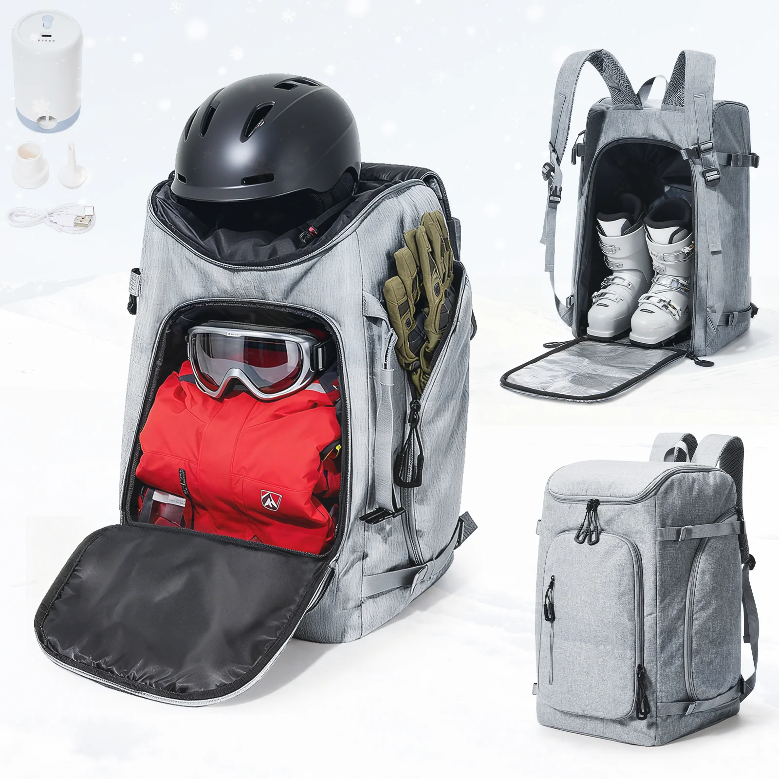 حقيبة أحذية ki - حقيبة ظهر للسفر بسعة 50 لترًا، مقاومة للماء، حقيبة ظهر على الجليد للسفر، معدات المتاجر بما في ذلك الخوذة