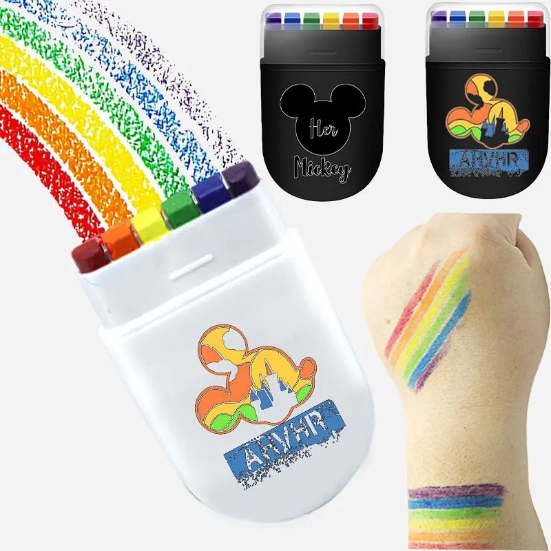 

6 Colors Disney Mickey Mouse Rainbow Crayon Colorful Theme Activity Paint Color Set Birthday Party Oil Pastel Accessories Supply