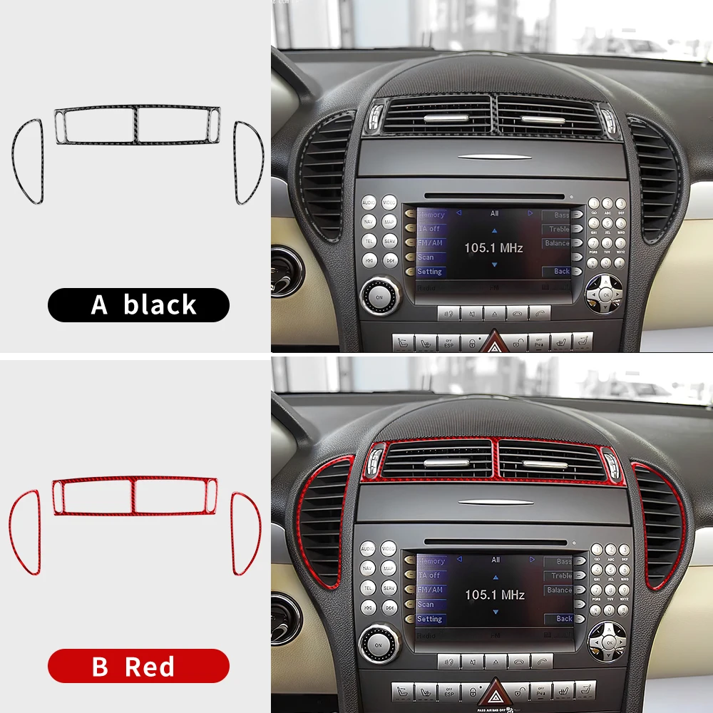 Real Soft Carbon Fiber Trim Sticker For Mercedes Benz SLK R171 2004 2005 2006 2007 2008 2009 2010 Central Air Outlet Accessories view 2