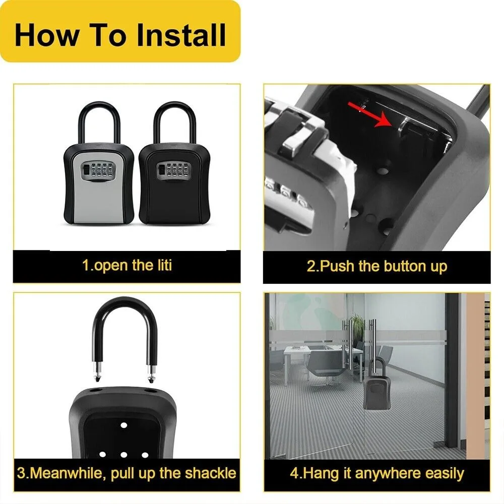Outdoor 4 Digit Password Key Safe Box High Security Key Safe Secret Wall-mounted Key Box Code Lock