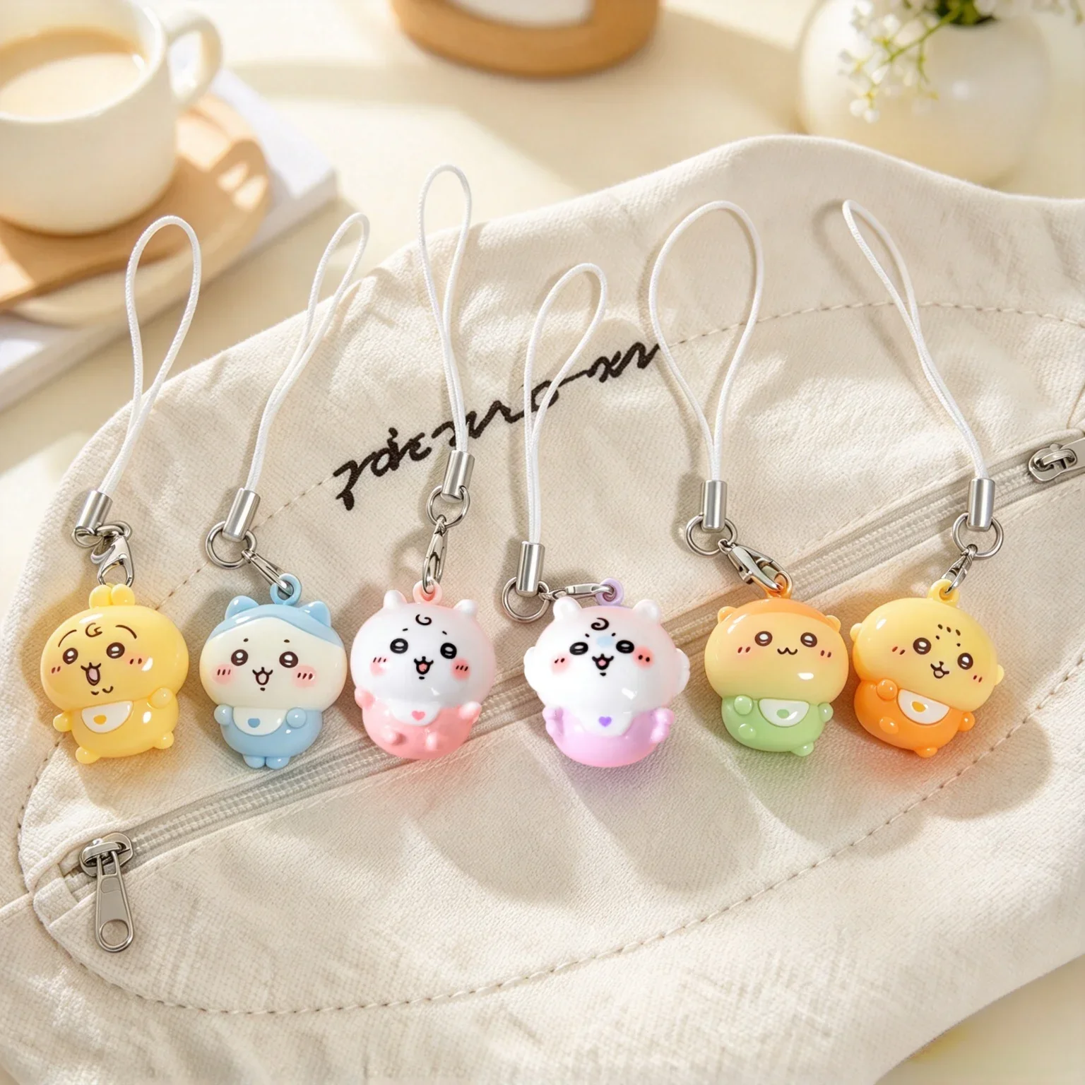 Kawaii Tiny Resin Pendant Cute Baby Outfit Usagi Hachiware Phone Lanyard Mini Keychain Small Bag Charm for Girls Student Gift