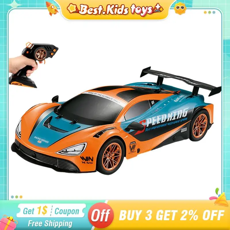 1:10 RC Car High-speed With Cool Lights 2.4G 4WD PVC Remote Control Competitive Off-Road Racing Vehicle Kids Toys For Boys Gifts