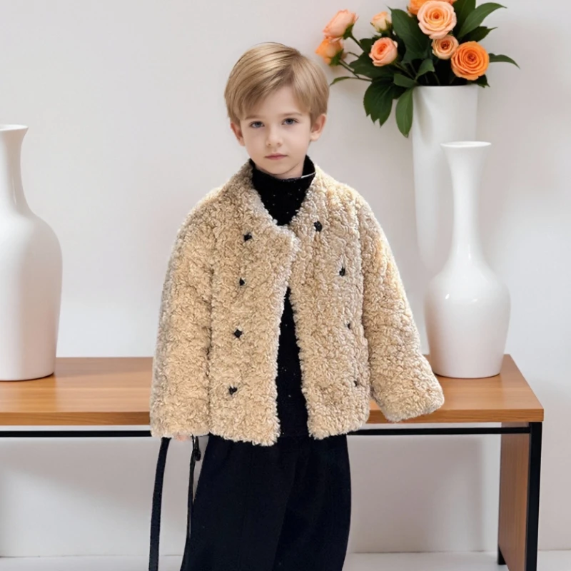 

Детская меховая куртка, толстая теплая флисовая парка из шерпа для подростков, школьная одежда, повседневное зимнее пальто для мальчиков, верхняя одежда для мальчиков 12 лет