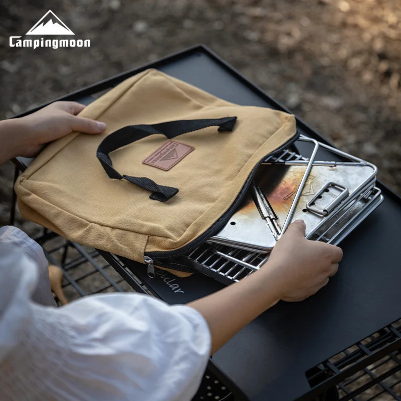 

CAMPINGMOON Foldable Double bbq Grill 304 Thick Stainless Steel Camping Couple Outdoor Cooking Equipment X-MINIPRO