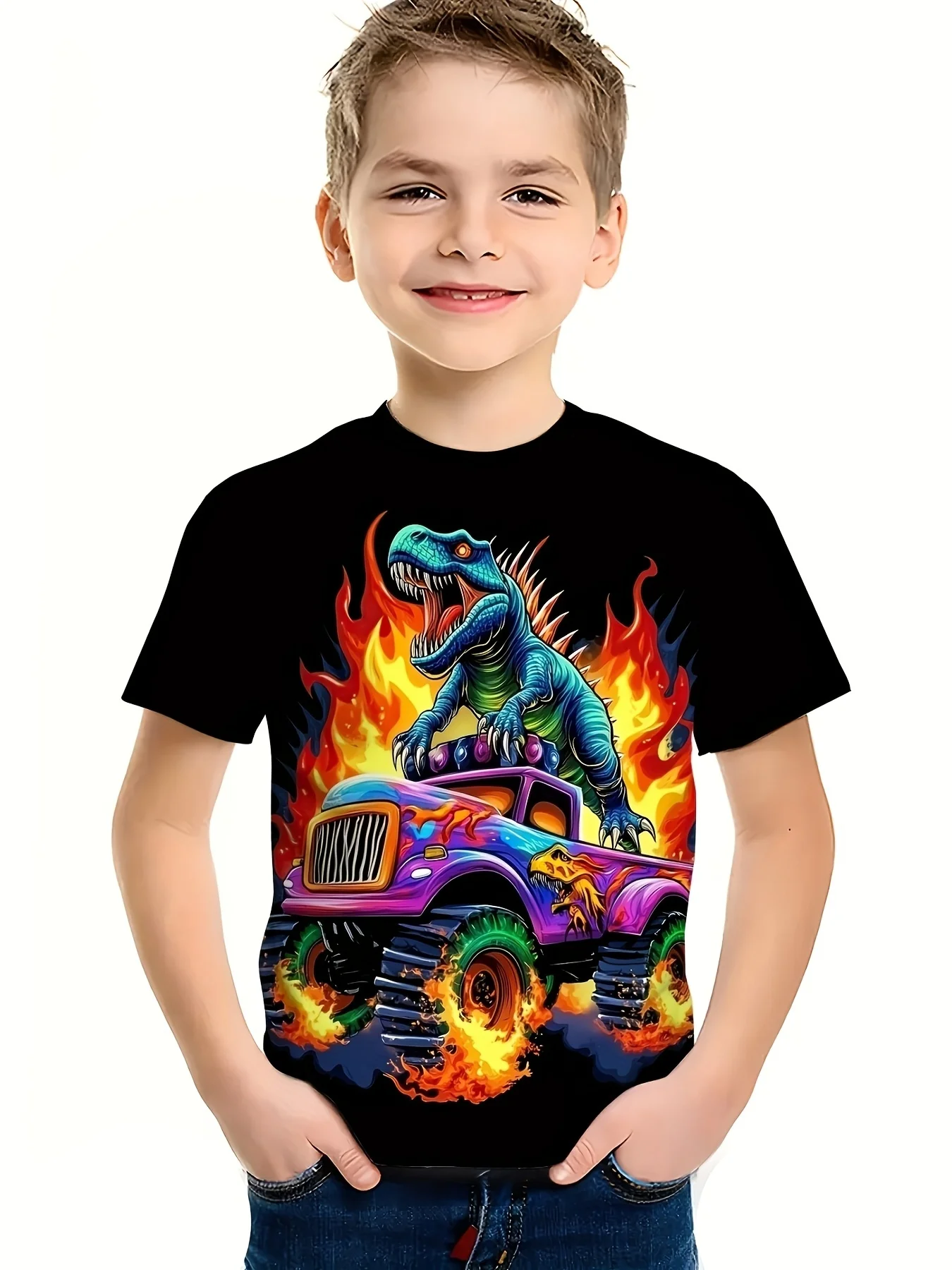 

Kids Clothes Fashion Dinosaur Graphic T Shirts Short Sleeve 3D Printing Boys T Shirts Children's Clothing Summer Child T-Shirt