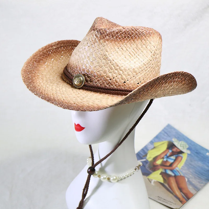 Woven Straw Hat, European American Cowboy Hat for Men Women, Factory Direct Supply Cross Border Hot Sale