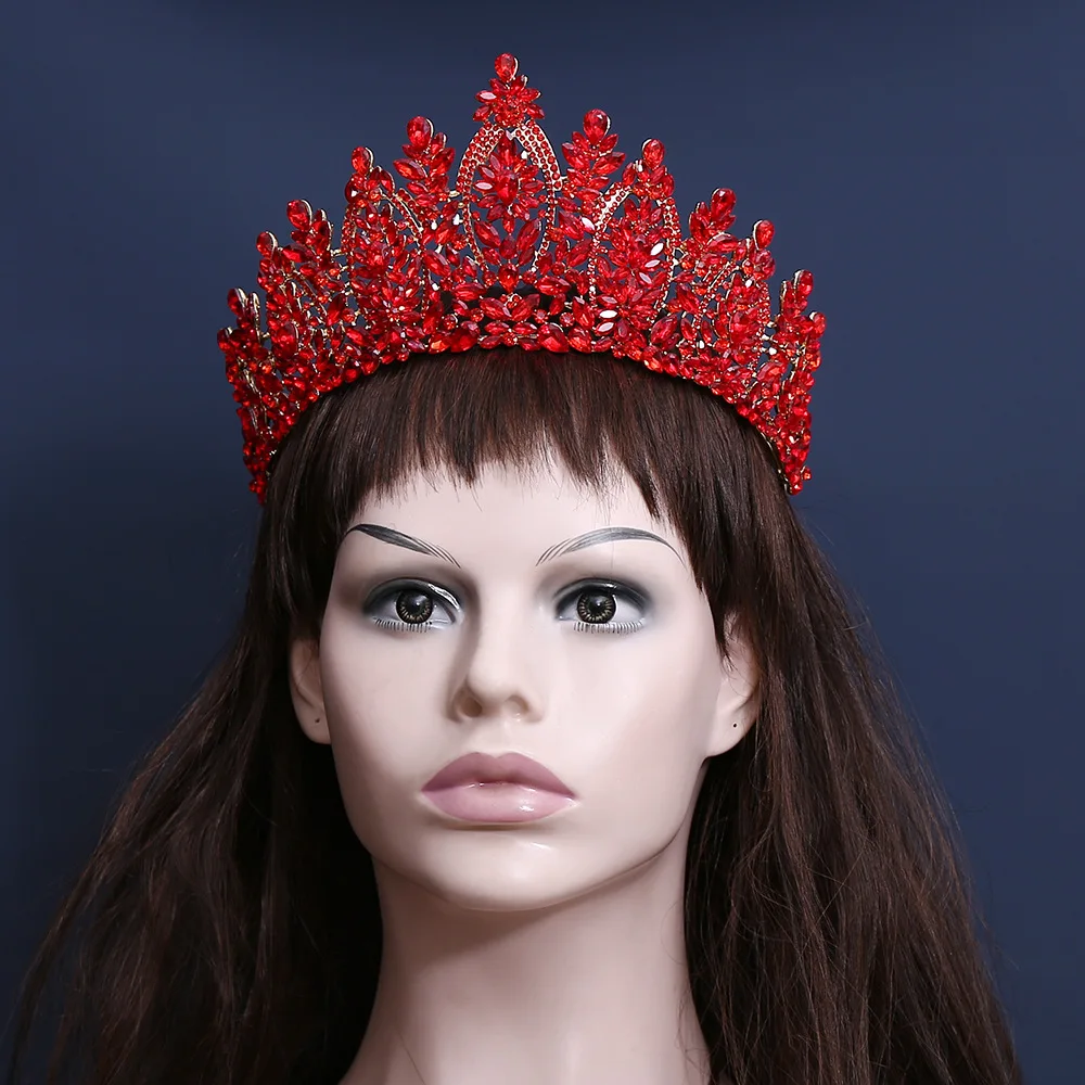 Baroque European and American beauty pageant bridal crown tiara alloy crystal wedding headband hair accessories crown