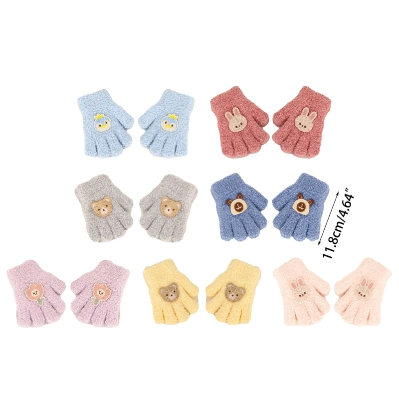 Y1UB Washable Kids Bear Knit Gloves for Cold Weather Boys Girls Winter Accessories