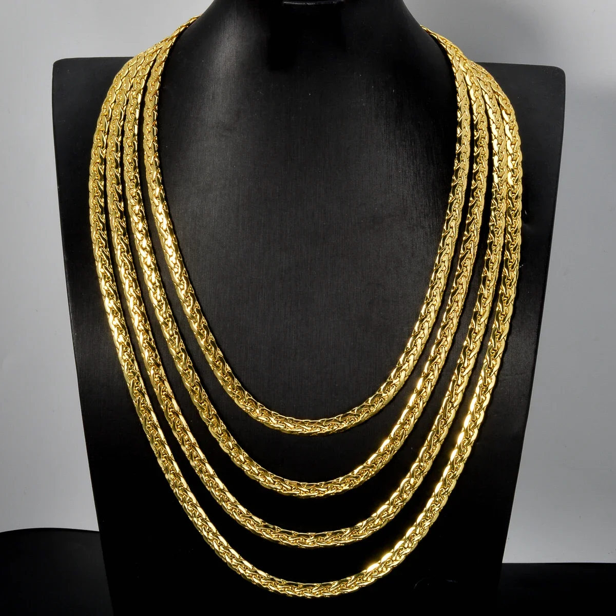 Einfache Halskette Schmuck Mode Italien 750 18 Karat vergoldet flache Schlangenkette afrikanische Hochzeit Geburtstagsgeschenk Party – Detail 1
