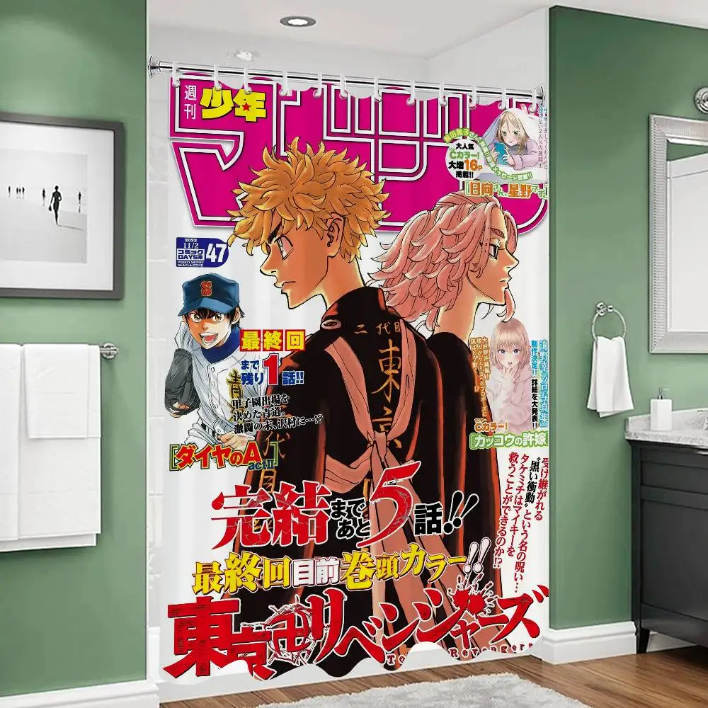 اليابان أنيمي طوكيو المنتقمون دش الستار الصيف شاطئ الحمام ديكور دش الستار ، مقاوم للماء