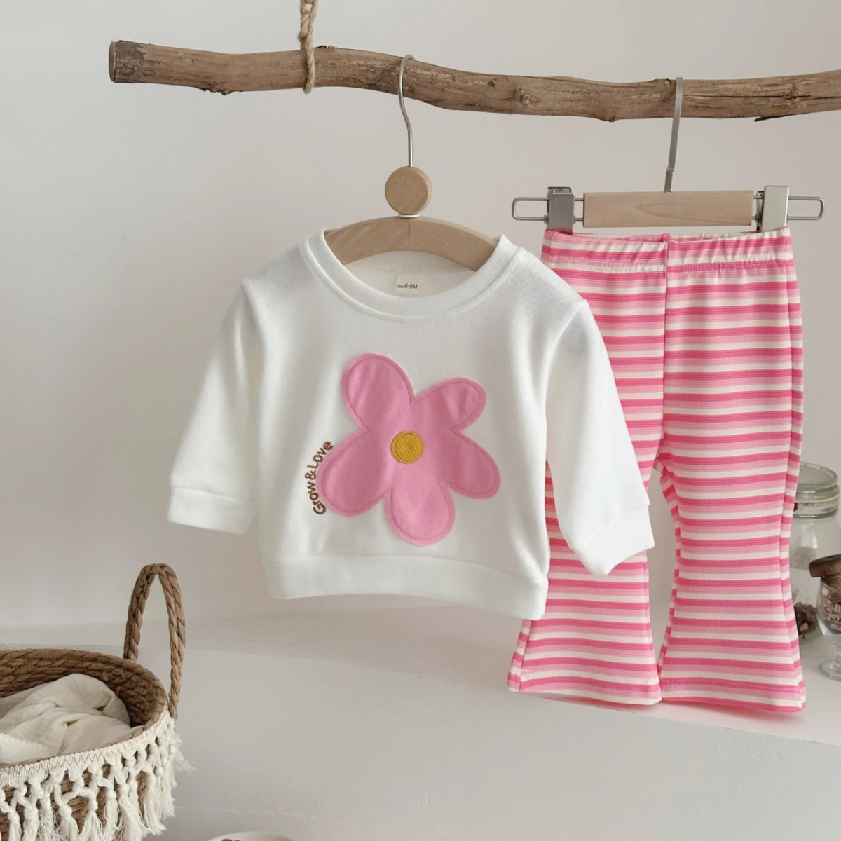 ربيع الخريف طفل الفتيان الفتيات 2 قطعة/المجموعة الكرتون الوردي زهرة التصحيح رياضية أعلى شريط السراويل الترفيه عطلة الزي