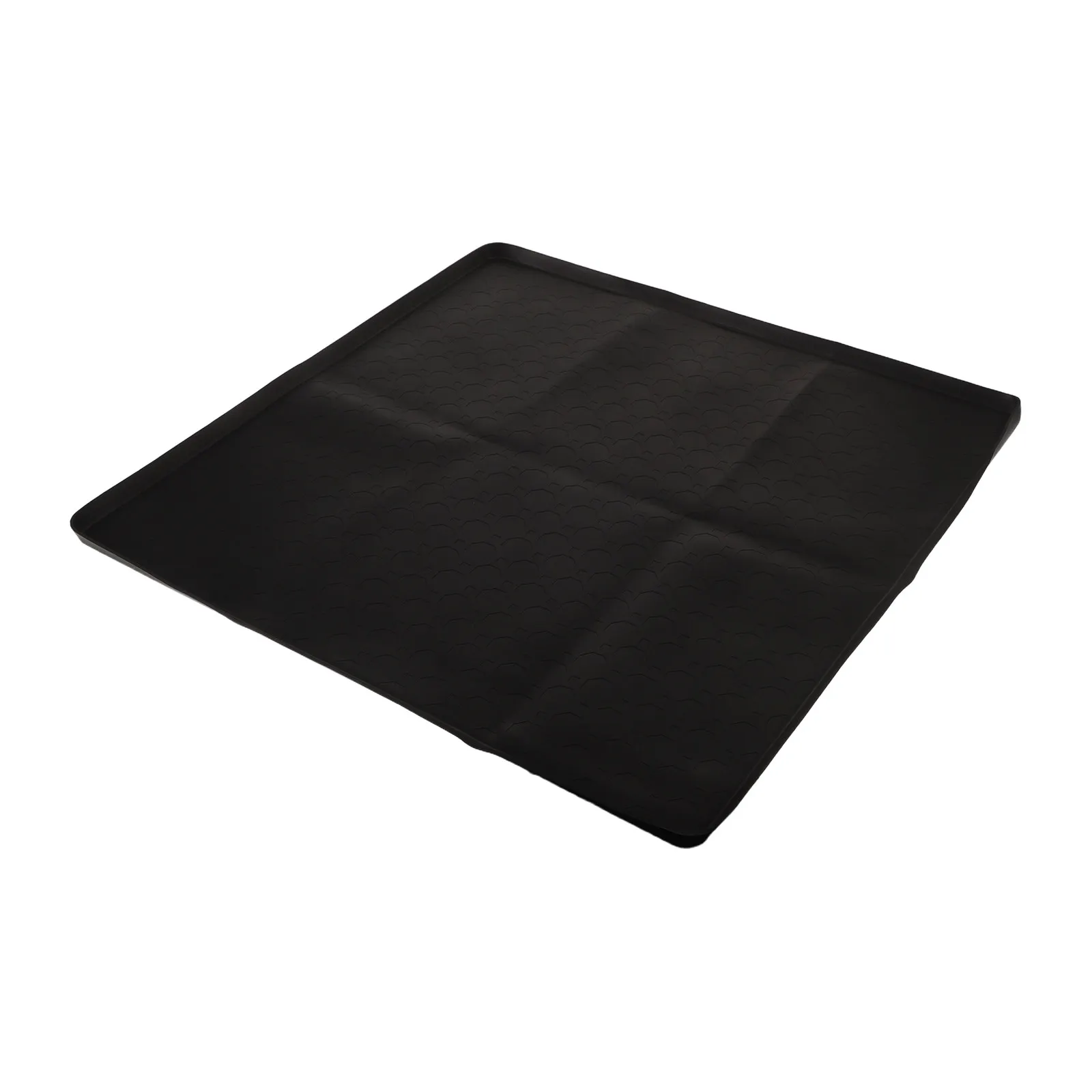 Silicone Waterproof Non Slip Trash Can Mat Black Raised Edge Cornerfit Kitchen Floor Protector Under Garbage Can Tray Anti