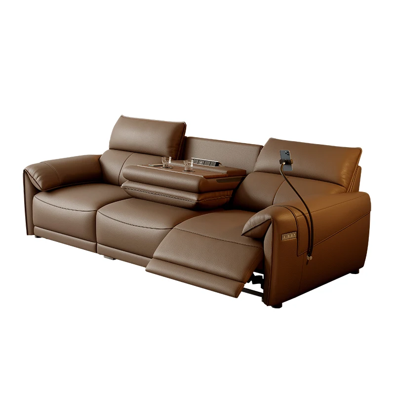 

Modern Luxury 3 Seater Recliner Sofa Set with Leather Upholstery with Extendable Metal Frame Home Living Room Chair