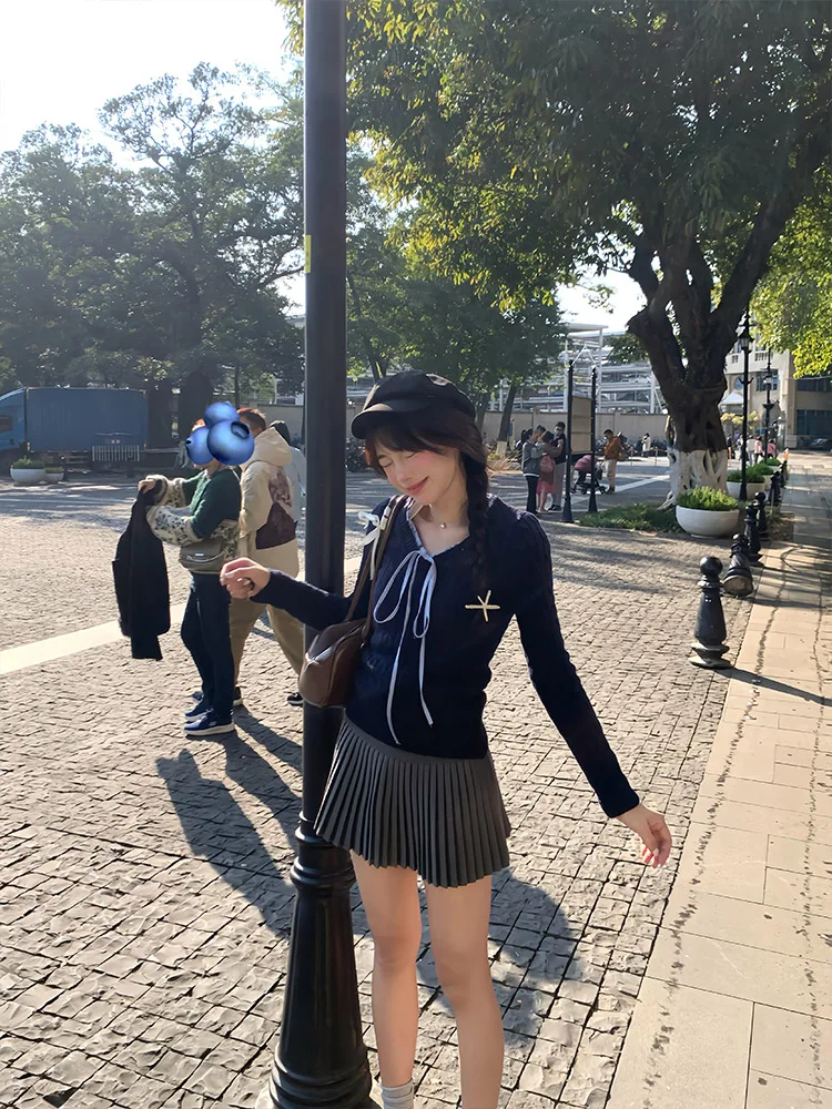 Coreano sle torção v-ne camisola feminina outono inverno faion sensação interior única base irt topo emenda falso de duas peças