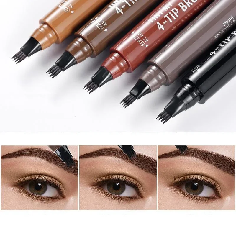 Heallor 1/2Pcs Wild Liquid Eyebrow Pencil Waterproof Microblading Natural Micro Fork Applicato Long Lasting Brow Drawing Eyebrow