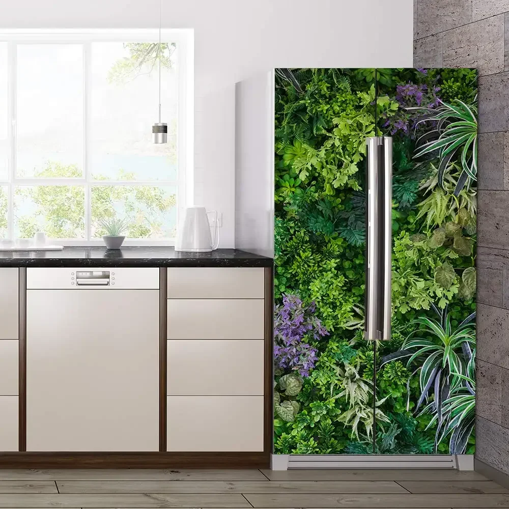 Custom Refrigerator Sticker Full Door Cover, Personalized Fridge Stickers PVC Kitchen Art Decorations for Fridge Doors Windows