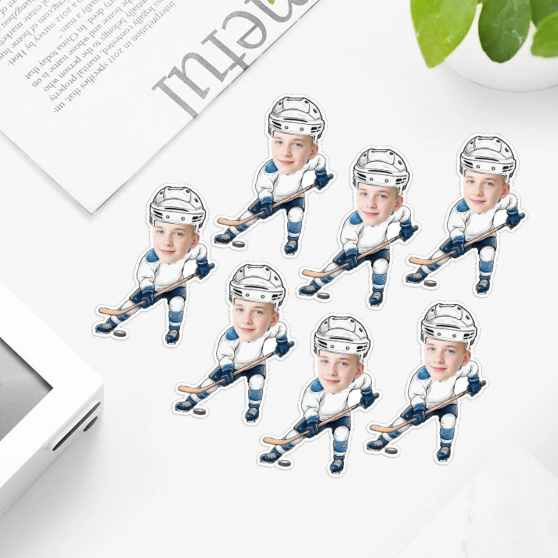 20pcs Play Ice Hockey Theme Customize Your Avatar Stickers Poster Envelope Greeting Card Doors Windows Party Decoration Supplies