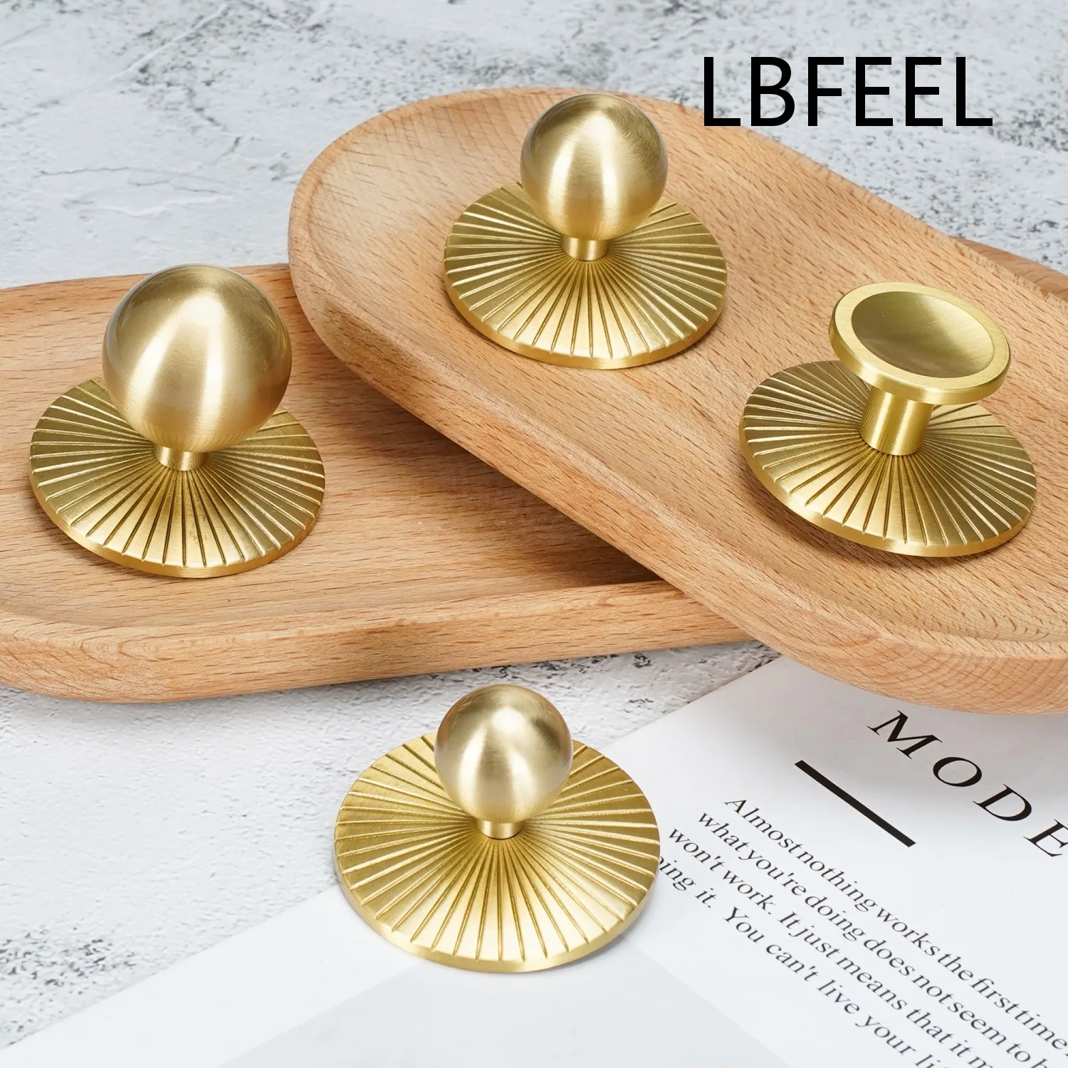 Solid Brass Furniture Handle Door Knobs Back plate Gold Single Hole Round Handle for Cabinet Kitchen Cupboard Drawer Pull LBFEEL