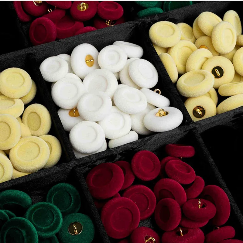 5pcs Flock Buttons for Clothing, Velvet Concave Buttons, Korean Style Solid Color Buttons for Sweater Cardigan Coat Decoration