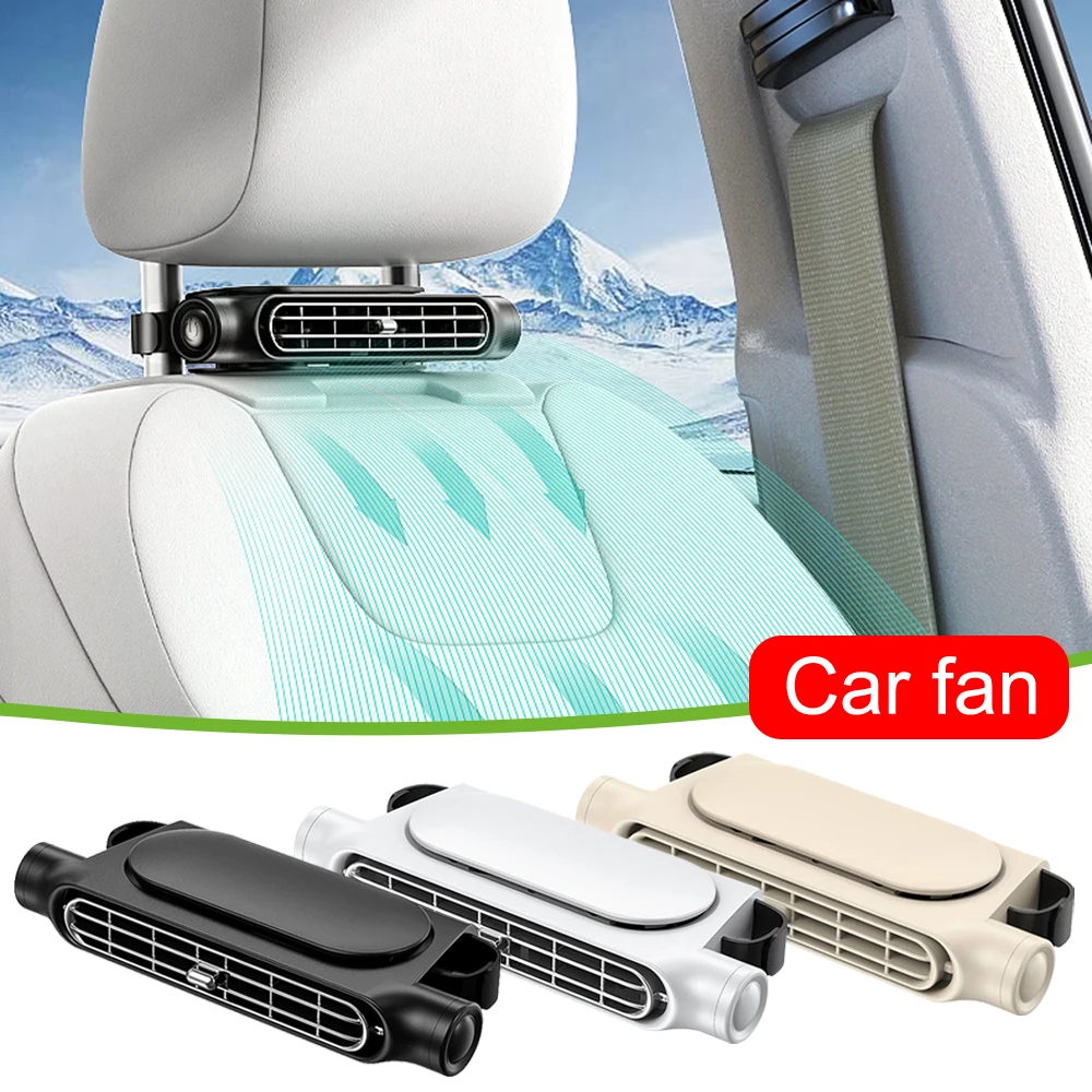 Car Backseat Cooling Fan Electric Auto Headrest Cooler USB Power 3 Adjustable Wind Speeds Cooling Tool for Mini Cars RVs Sedans