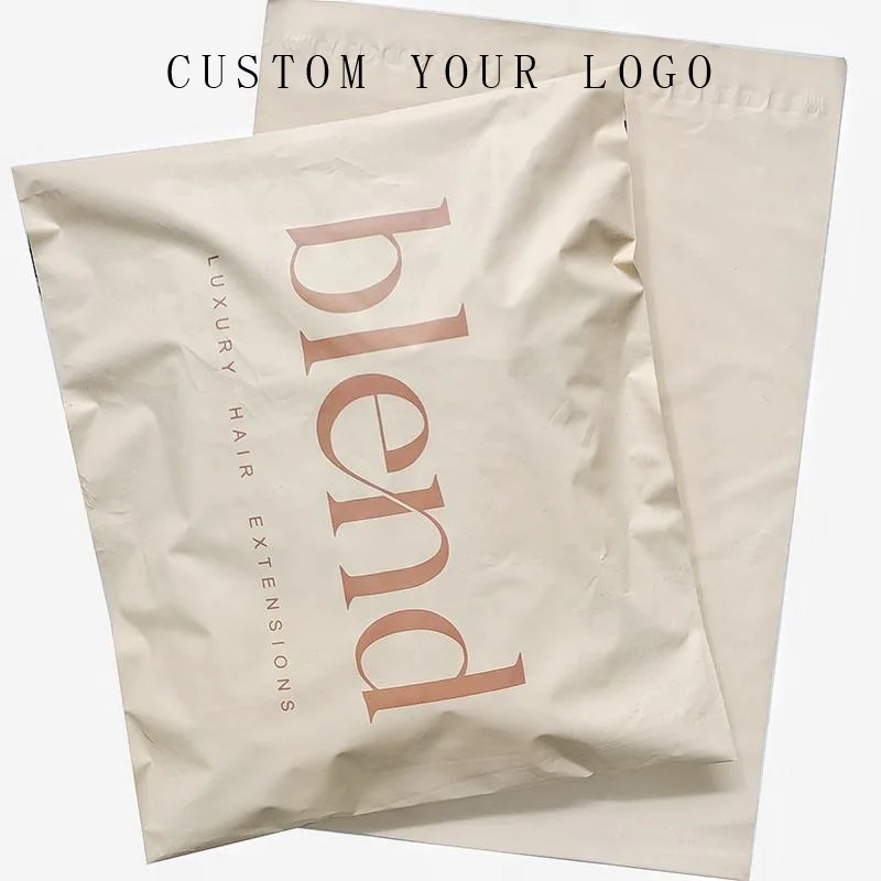Supports dropshipping; custom logo available; biodegradable beige matte PE mailer bags (shipping bags)—pack of 50.