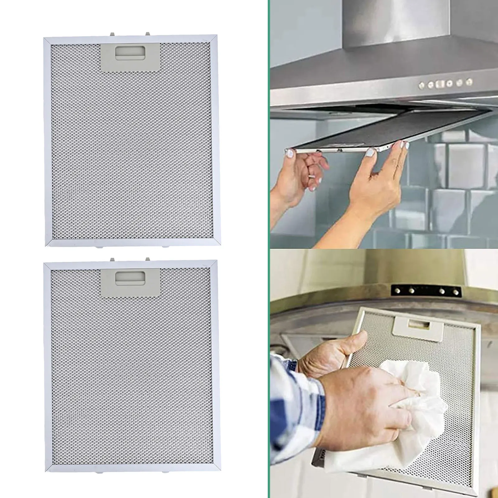 Metal Grease Filters 2PCS Replacement for RANGEMASTER Cooker Hood Aluminum Mesh Designed for Oil Filtration 300 x 250mm