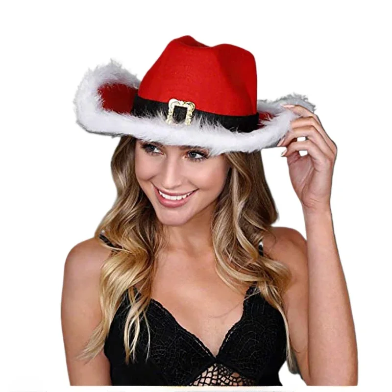 Rosa Cowboy Federhut Jazz Weihnachtsmütze Western Karneval Hut Party Requisiten Cosplay Dress Up Festliche Requisiten