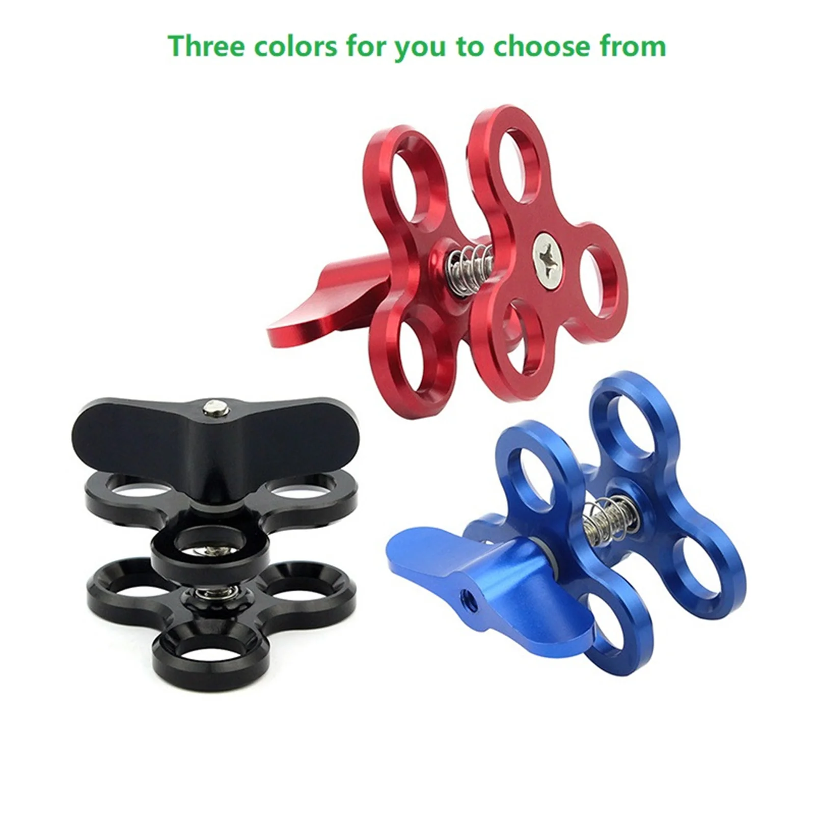 

Upgrade Clamp 3 Hole Aluminum Triple Butterfly Clip Diving Light Arm Ball Head Mount Adapter For Action Camera Flashlight Tripod