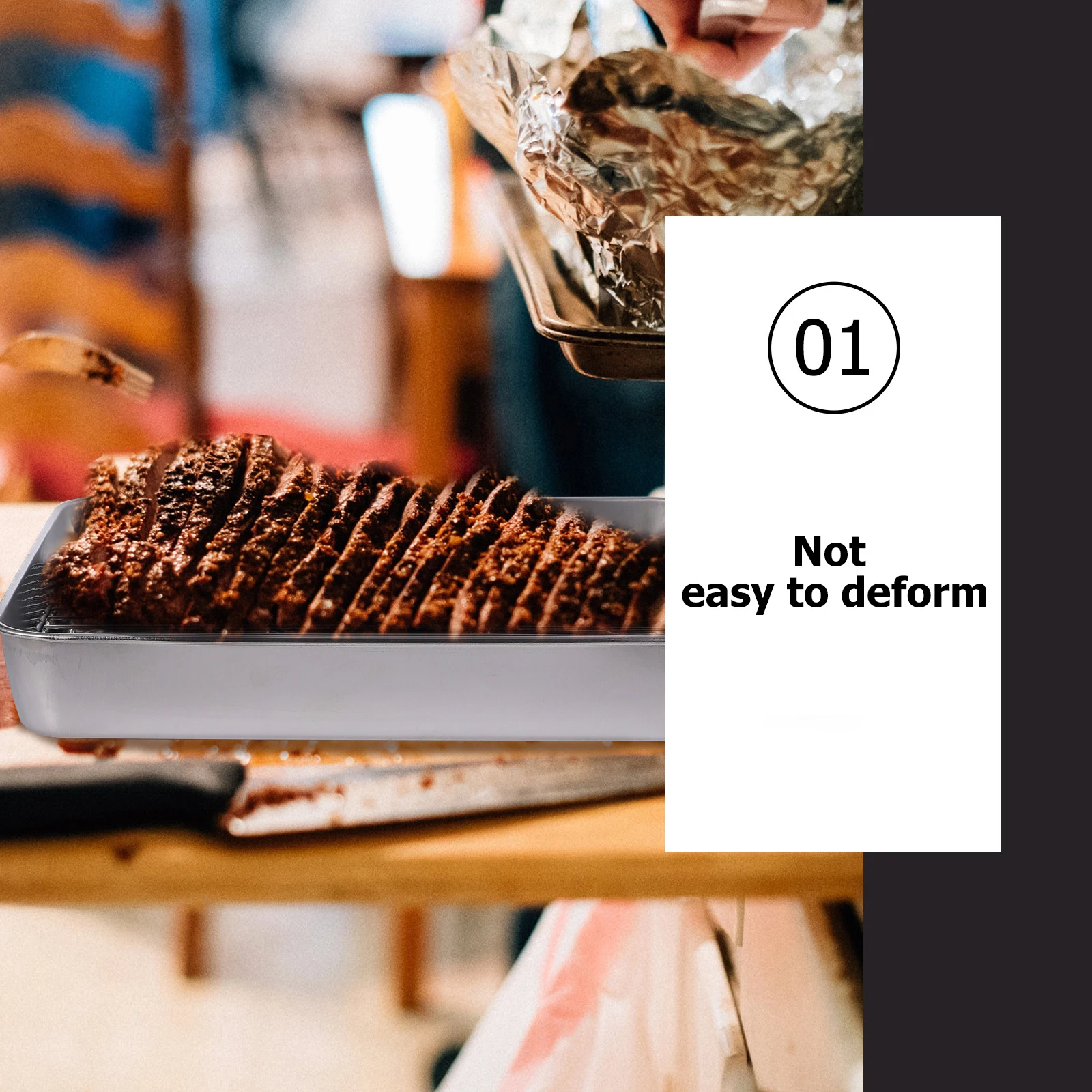 

1Set Stainless Steel Baking Pan Japanese Style Kitchen Supply Large Volume Nonstick Roasting Bbq Tray Multifunctional