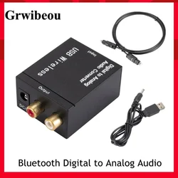 Convertisseur audio numérique-analogique Bluetooth, fibre optique, lien de charnière, signal coaxial vers RCA R/L, décodeur audio, amplificateur fibre