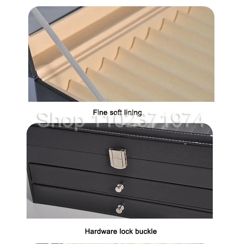 36-Flots Stift-Display-Box, Retro-Federmäppchen, Organizer-Box, Glasfenster, Stift-Vitrine, Aufbewahrungsbox, Stift-Sammlung, Display