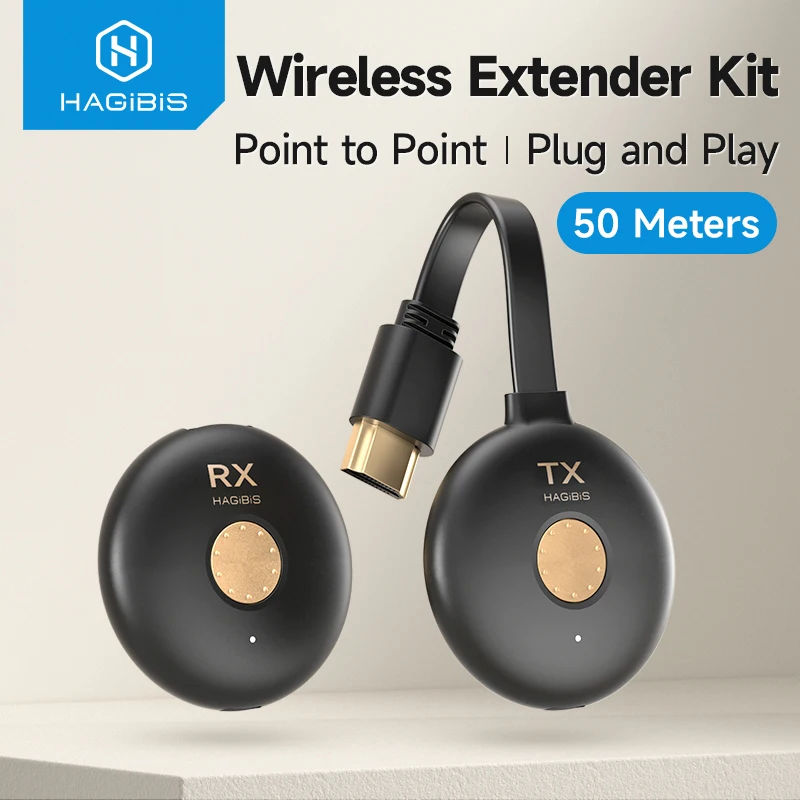 Hagibis – Kit d'extension émetteur et récepteur sans fil, compatible HDMI, adaptateur d'affichage, Dongle pour ordinateur portable, Netflix, PS, projecteur TV