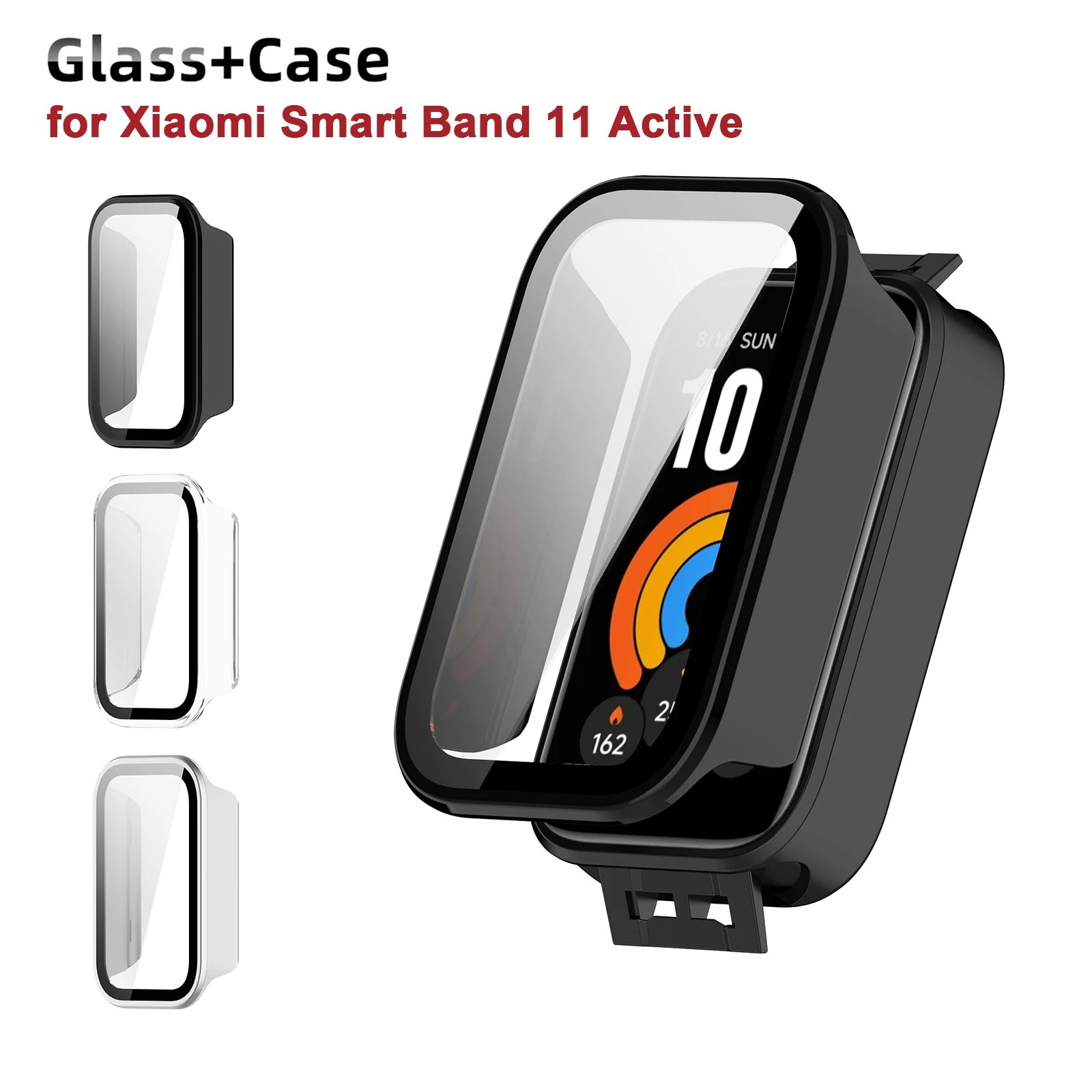 Protective Case for Xiaomi Smart Band 11 Active Smart Watch Hard PC Tempered Glass Screen Protector Case Accessories Bumper