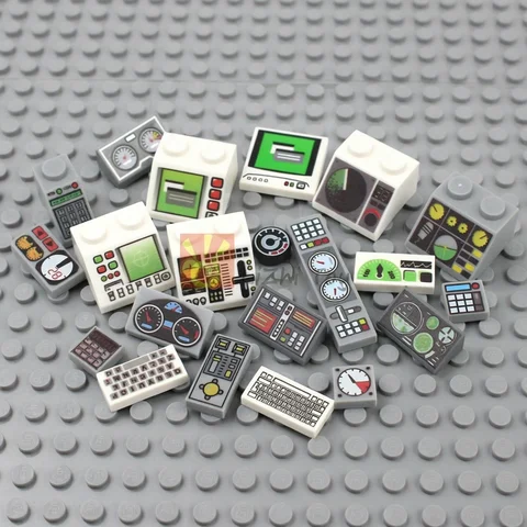 20pcs Printed Tile Instrument Meter Dash Keypad Control Center Panel Building Blocks Bricks Compatible with 85984 3039 3070 3069