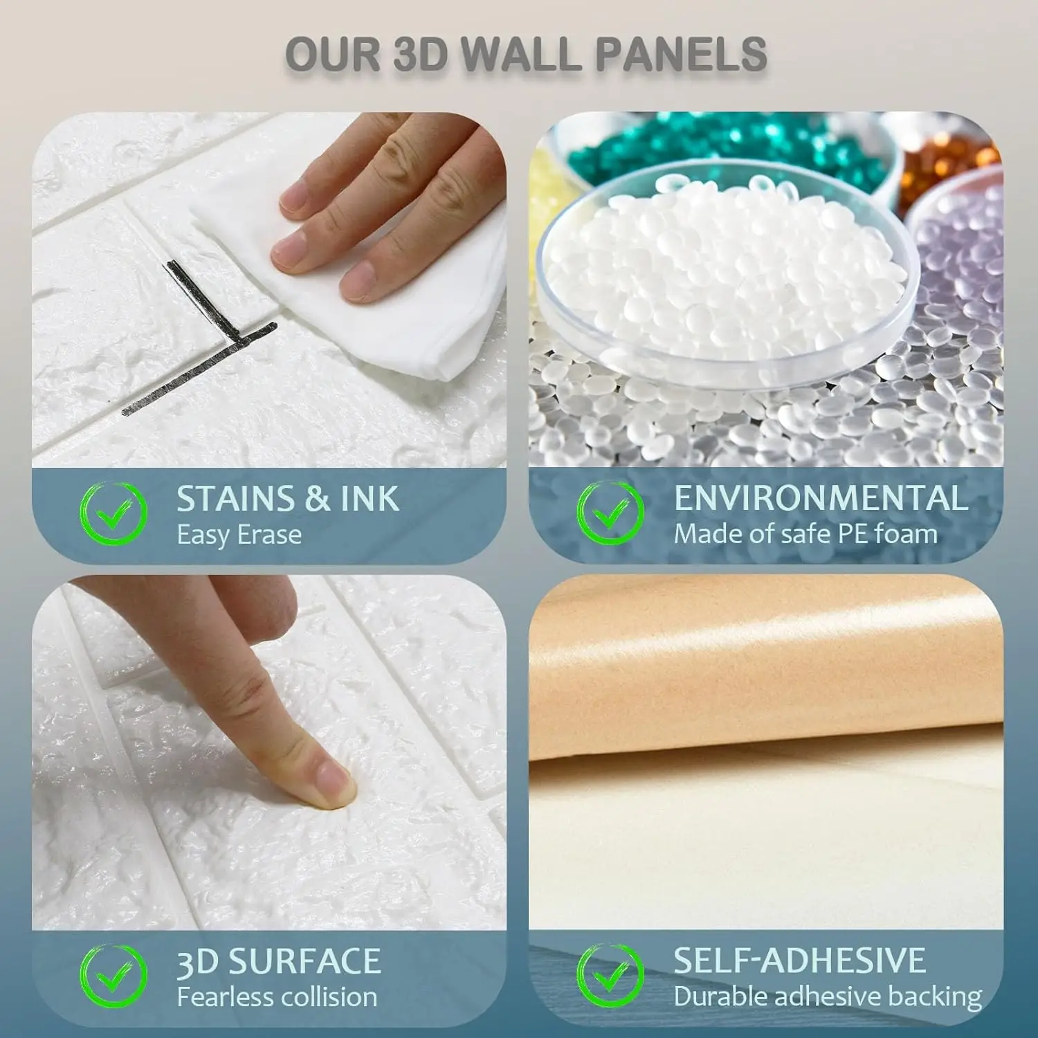 3D Wall Panels Peel and Stick in White, 20 PCS XPE Foam 3D Wallpaper, Faux Brick Wall Panels for Bedroom, Stairs, Kitchen