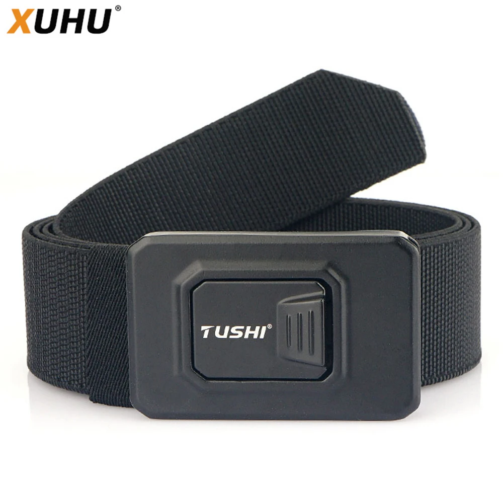 

XUHU Men Belt Aluminum Alloy Tactical Men's Belt Military Canvas Belts Big Size Outdoor Sport Tactical Military Nylon Belts