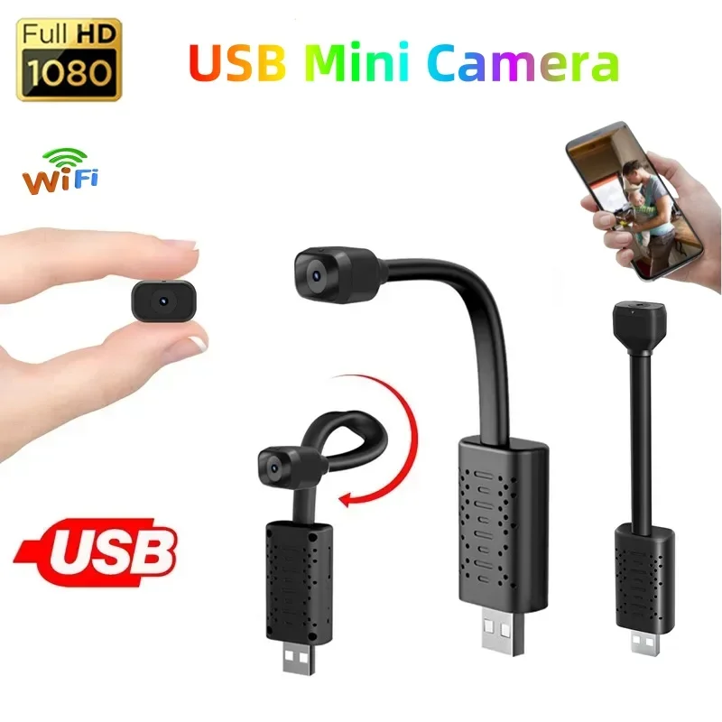 USB Mini Wifi Camera Smart Home 1080P HD DIY Smart Home Night Vision Real-time Remote Viewing Surveillance Motion Detection Cam