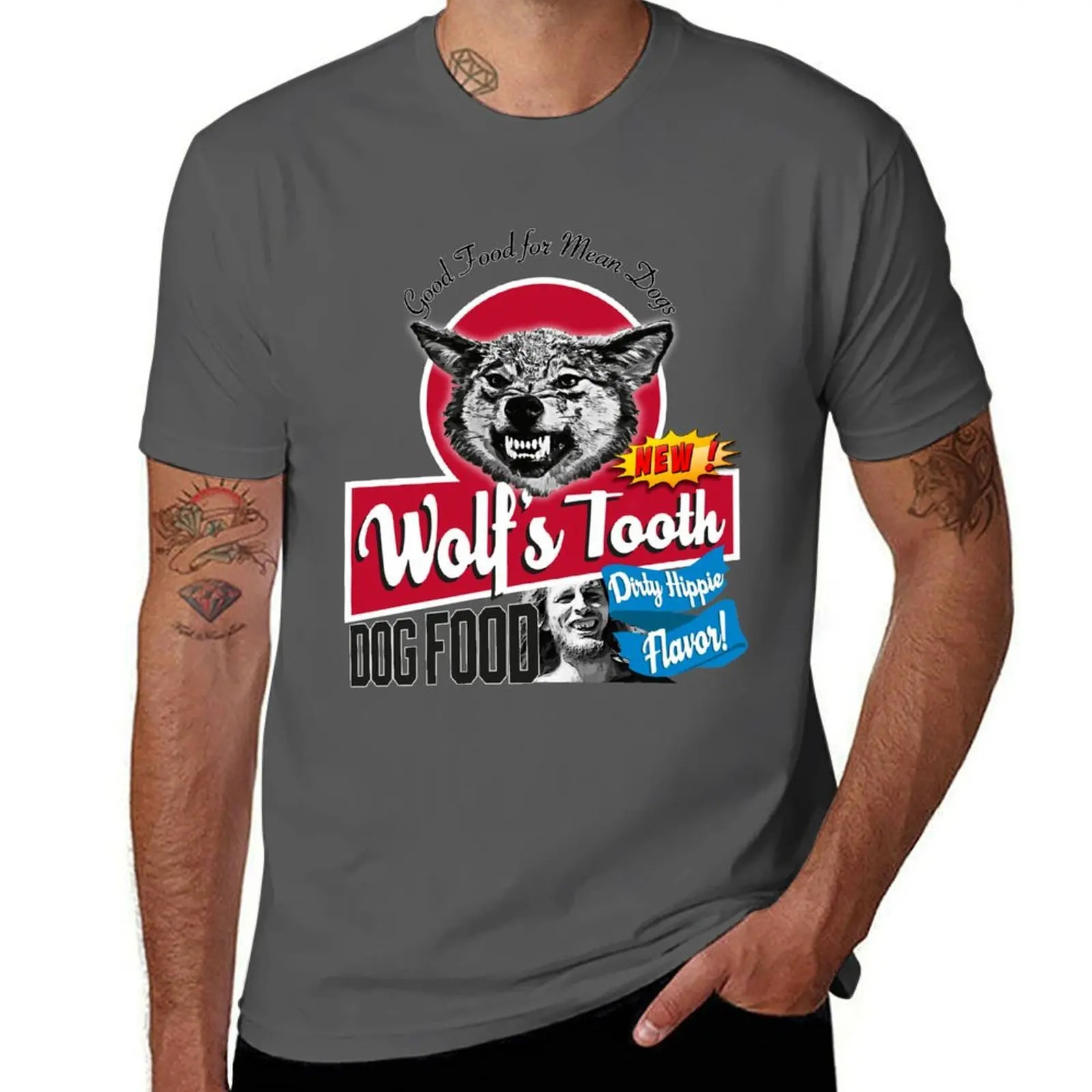 Dirty Dog Hippie Tooth Wolf's Flavor Food T-Shirt Quick Dry Light Sports T-Shirt