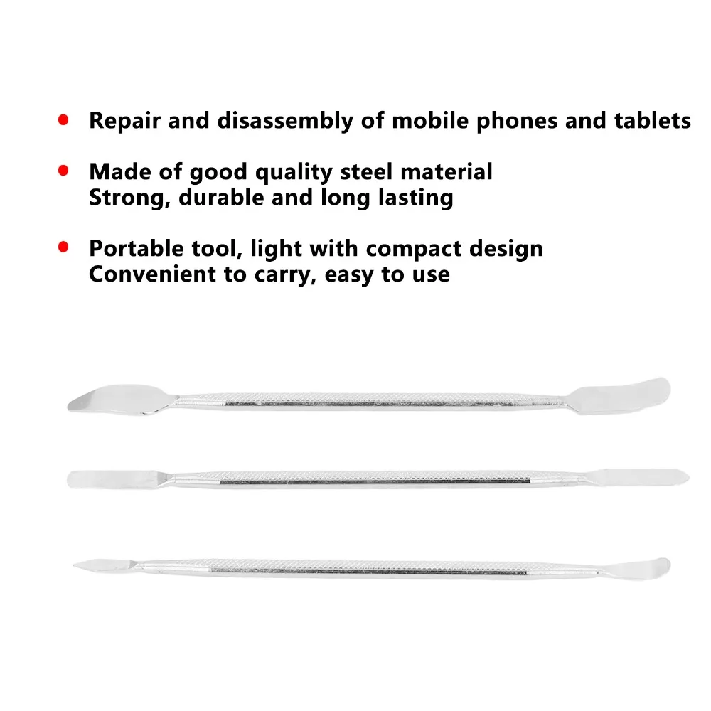 3개입 양면 금속 스퍼저 세트 미끄럼 방지 손잡이 다양한 프라이 팁 이중 끝 프라이 도구 고경도 금속