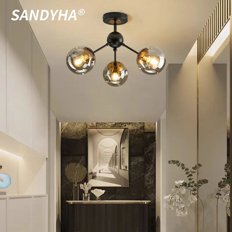 

SANDYHA Nordic Minimalist Living Room Glass Pendant Lights Modern Single Head Entrance Hallway Bedroom Decor Lighting Fixtures