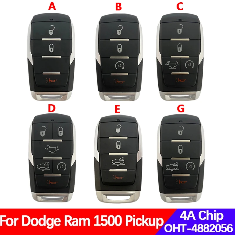 

CN087044 Aftermarket 3/4/5/6B Smart Prox Remote Key 434Mhz PCF7939M Chip FCC ID OHT-4882056 For Dodge Ram 1500 Pickup 2019 2020