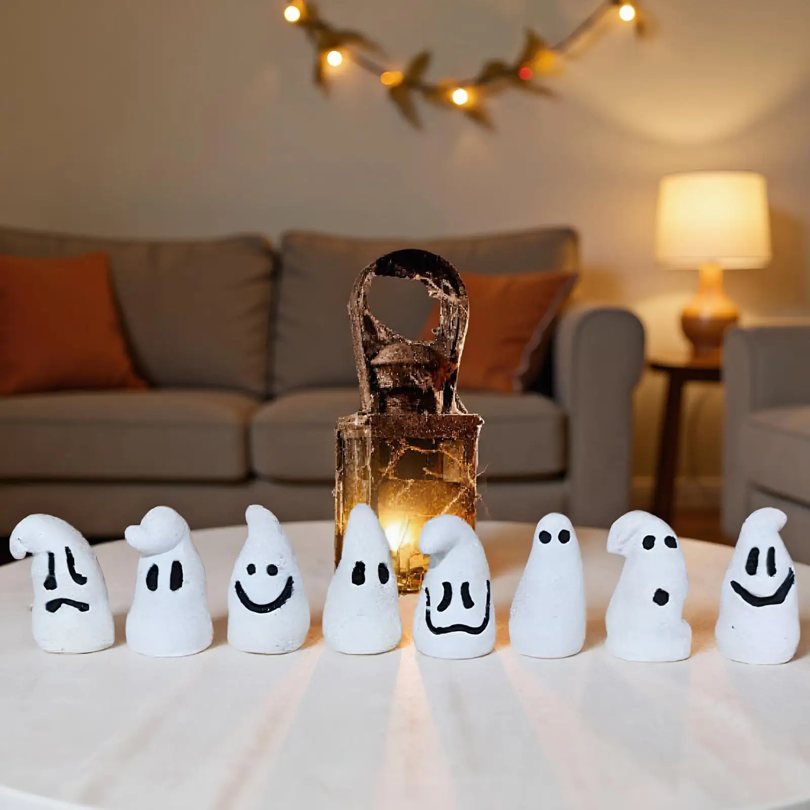 توهج في الظلام هالوين شبح مضيئة صغيرة الراتنج لطيف مصغرة شبح التماثيل 8 قطع حزب الحسنات الديكور لعبة ل