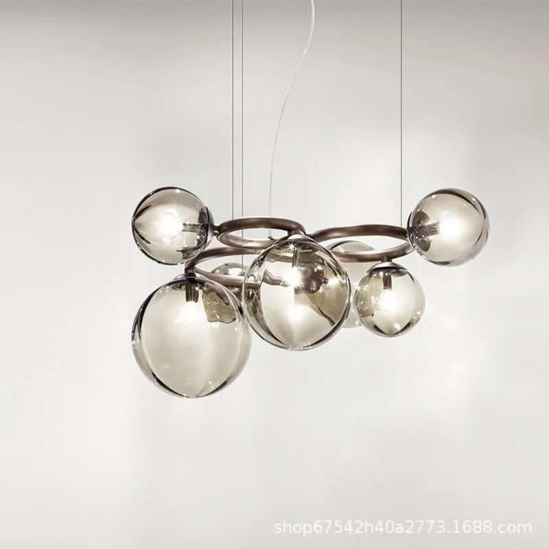 

Simple magic bean living room lamp Nordic bedroom children's room dining room smoky gray glass designer chandelier