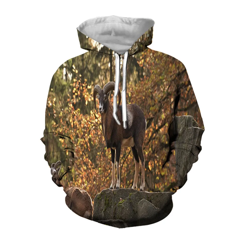 

Jumeast Printed Hoodies Man Mighty Bighorn Sheep Loose Casual Hooded Sweatshirt Men's Hoodie Streetwear Unisex Winter Outerwear