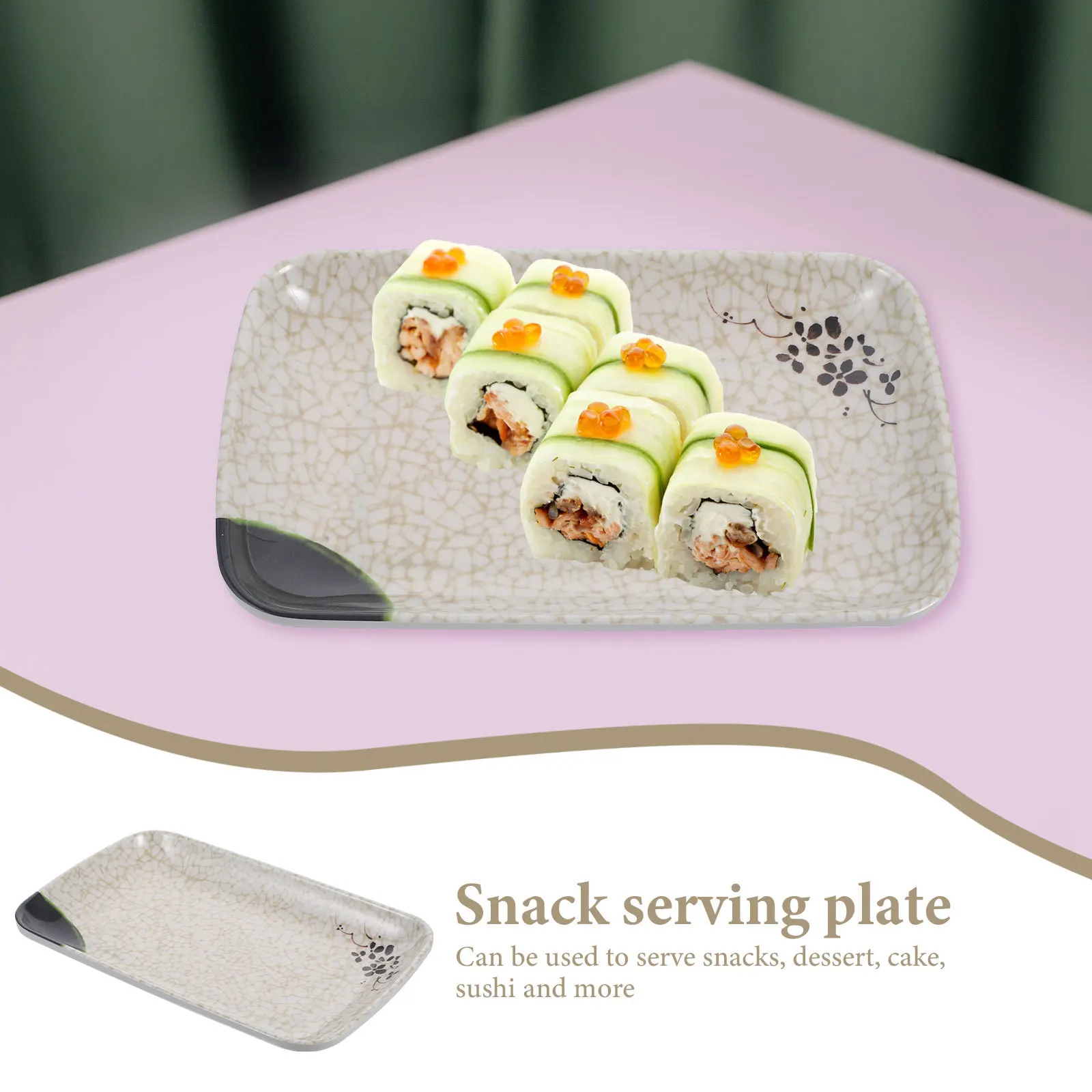 

2Pcs Japanese-Type Sushi Dish Bright Elegant Design for Cake Dip Sauce Western Food Store Dining Room Home Use Simple Serving